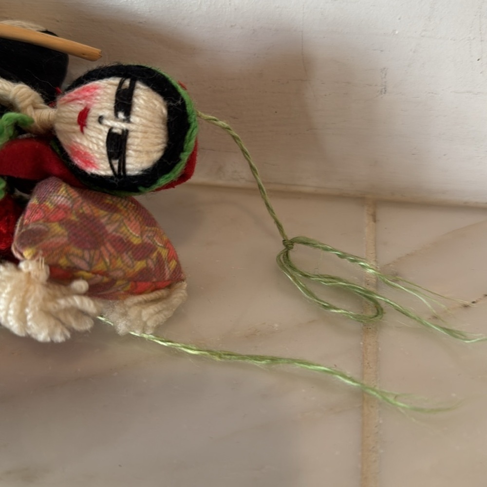 Vintage Hand Crafted Portuguese Santa Folk Art Colorful Yarn or String Dolls - Picture 8 of 9